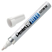 PENTEL 100W PERMANENT MARKER MEDIUM BULLET WHITE
