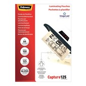FELLOWES LAMINATING POUCH A4 125 MICRON PACK 100