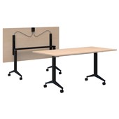 ACCENT BOOST FLIP TABLE W1800 X D900 X H745MM BLACK FRAME REFINED OAK NATURALE TOP