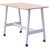 MODELLA II MOBILE LEANER W1600 X D800 X H1050MM WHITE FRAME REFINED OAK TOP