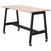 MODELLA II MOBILE LEANER W2400 X D800 X 1050MM BLACK FRAME REFINED OAK TOP