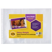 MARBIG SHEET PROTECTORS HEAVYWEIGHT A3 LANDSCAPE PACK 25