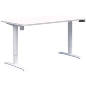 DUO II ELECTRIC DESK  W1500 X 800MM WHITE FRAME SNOW TOP RADIUS CORNERS