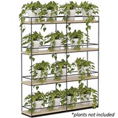 CUBIT PLANTER WALL H1100MM X W950MM BLACK FRAME ATLANTIC OAK SHELVES