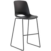 KNIGHT ARTON HIGHBACK BARSTOOL BLACK FRAME BLACK SHELL