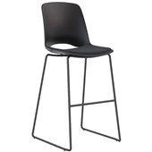 KNIGHT ARTON HIGHBACK BARSTOOL BLACK FRAME BLACK SHELL WITH CHARCOAL SEAT PAD