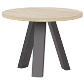 KNIGHT METALLUM COFFEE TABLE ROUND D600MM BLACK LEGS ATLANTIC OAK TOP