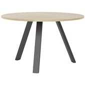 KNIGHT METALLUM MEETING TABLE ROUND D1200MM BLACK LEGS ATLANTIC OAK TOP