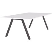 KNIGHT METALLUM BOARDROOM TABLE L2400 X D1200MM BLACK LEGS WHITE TOP