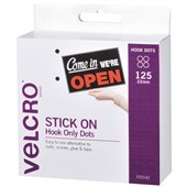 VELCRO STICK ON DOTS HOOK ONLY 22MM WHITE BOX 125