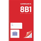 WARWICK 8B1 EXERCISE BOOK 7MM RULED SPIRAL BOUND W100 X L165MM 50 LEAF