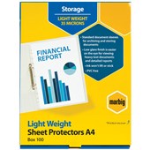 MARBIG LIGHTWEIGHT COPYSAFE SHEET PROTECTORS A4 BOX 100