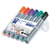 STAEDTLER 356 LUMOCOLOR FLIPCHART MARKER BULLET ASSORTED PACK 6