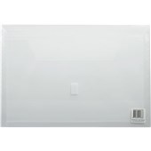 FM POLYWALLY DOCUMENT WALLET HOOK AND LOOP CLOSURE 30MM GUSSET FOOLSCAP CLEAR