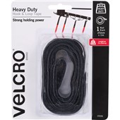 VELCRO STICK ON TAPE HEAVY DUTY HOOK AND LOOP 25MM X 1M BLACK