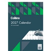 COLLINS CALENDAR WIRO MONTH TO VIEW LAMINATED A3 ODD YEAR