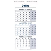 COLLINS WALL CALENDAR THREE MONTH TO VIEW W290 X L620MM ODD YEAR